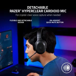 Auriculares gaming  Razer Barracuda X, Micrófono extraíble, Cancelación de  ruido pasiva, Bluetooth 5.2, Negro