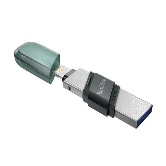 Memoria USB 3.1/Lightning 128GB SanDisk SDIX90N-128G-GN6NE iXpand Flip, Color Gris
