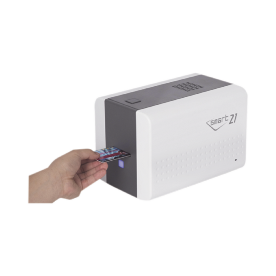 Impresora de Tarjetas Semi- Automatica IDP SMART21SK Ingreso de Tarjetas Manual/ Incluye Ribbon, Software y 100 Tarjetas PVC