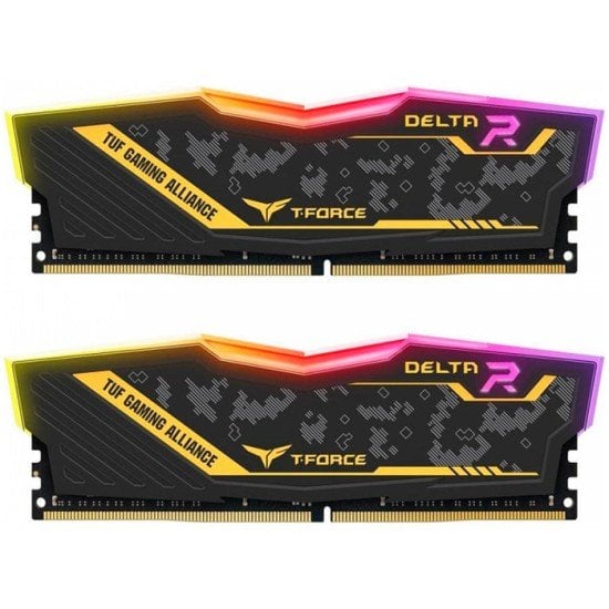 Memoria DDR4 32GB 3600MHZ Teamgroup T-Force Delta TUF GAMING TF9D432G3600HC18JDC01 (2X16GB), RGB, Color Negro, NON-ECC, CL18