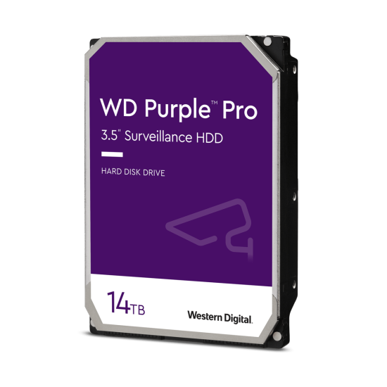 Disco Duro Interno 14TB WD Purple Pro 3.5" SATA3 6GB/S 512MB 7200RPM 24X7 IA DVR NVR 1-16 BAHIAS 1-64 Camaras, WD142PURP
