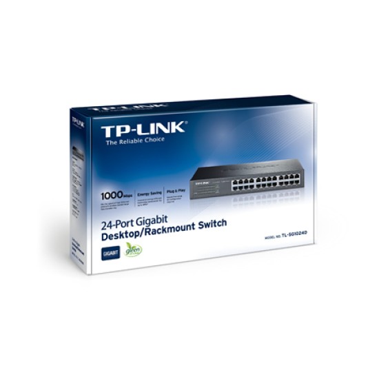 Switch Gigabit TP-Link TL-SG1024D, 24 puertos p/montaje rack