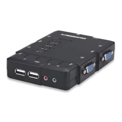 MANHATTAN 153522 - Switch KVM HDMI de 2 puertos para dos monitores /  Conexiones HDMI de doble pantalla, 4K@30Hz, conexiones USB, conexiones de  audio y micrófono de 3.5 mm, hub USB 2.0, negro