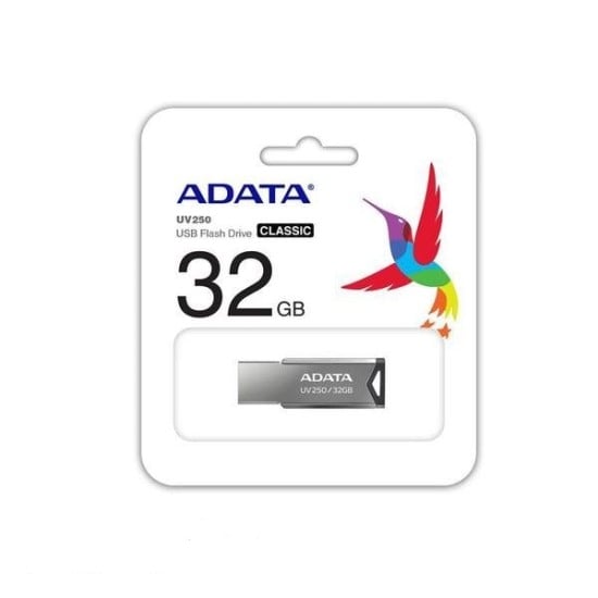 Memoria USB Adata UV250 32GB USB2.0 Plata, AUV250-32G-RBK