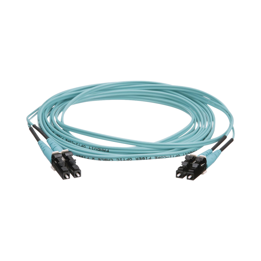 Jumper de Fibra Optica Multimodo 50/125 OM4 LC-LC Duplex OFNR Riser Color Aqua 10 ft FZ2ERLNLNSNF010 - PANDUIT