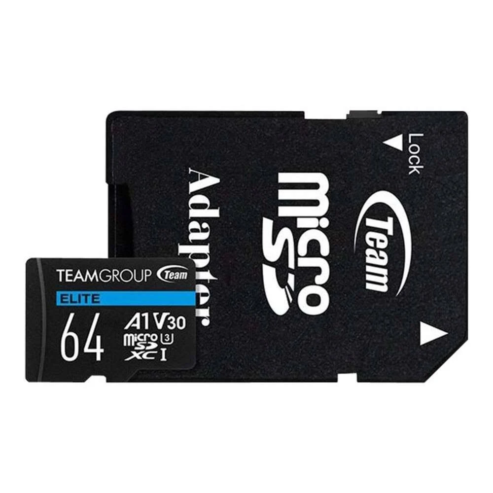 MEMORIA MICRO SD TEAMGROUP ELITE 64GB A1 PARA ANDROID 4K UHD U3 V30 CON ADAPTADOR TEAUSDX64GIV30A103 - TEAUSDX64GIV30A103